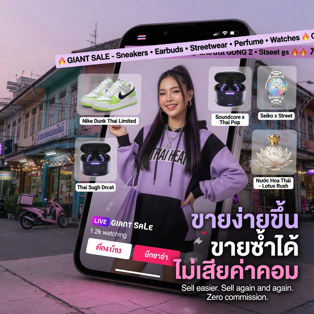 ตัวอย่างร้านค้าออนไลน์บนมือถือสำหรับผู้ขายหญิง