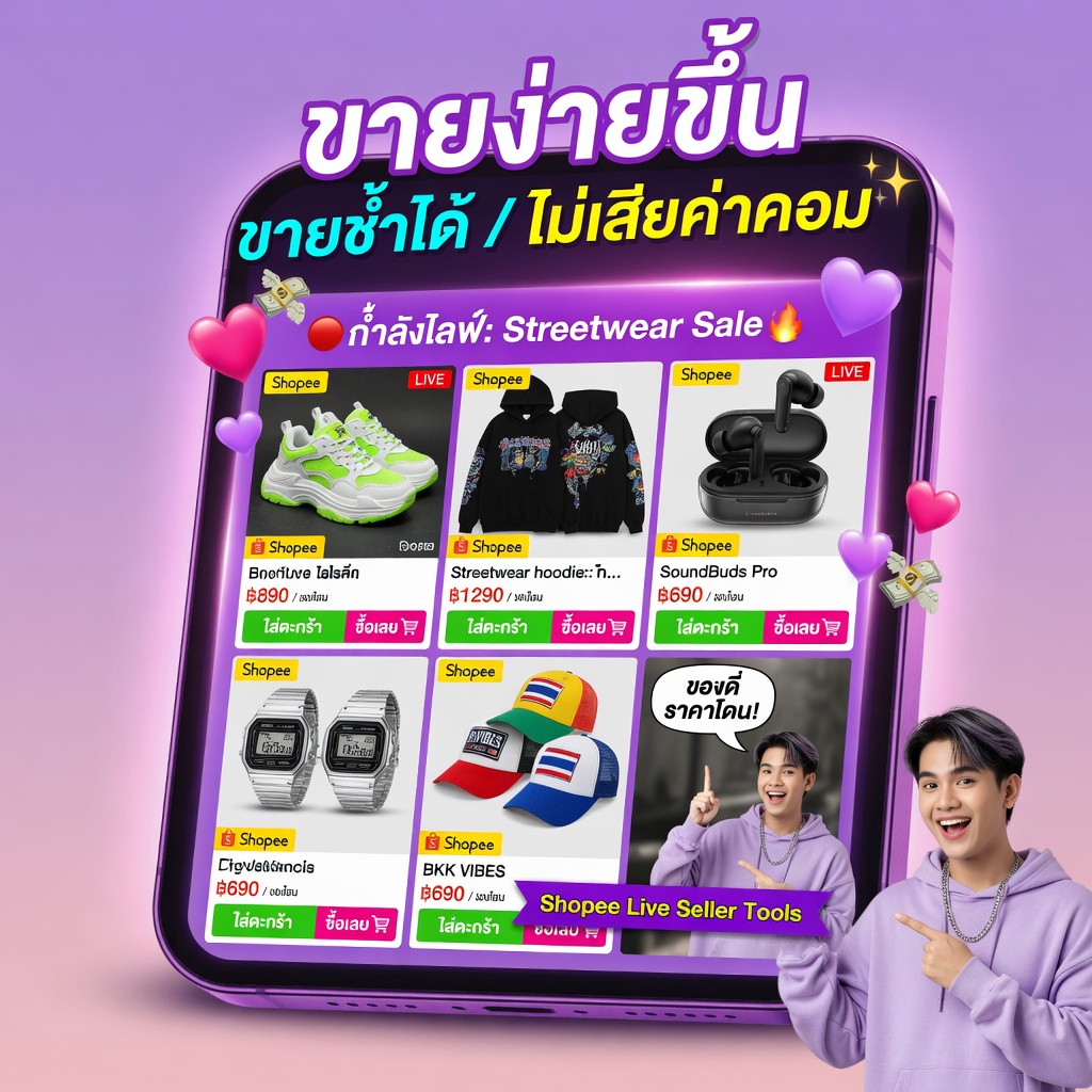 ตัวอย่างร้านค้าออนไลน์บนมือถือ — ขายง่ายขึ้น ขายซ้ำได้ ไม่เสียค่าคอม